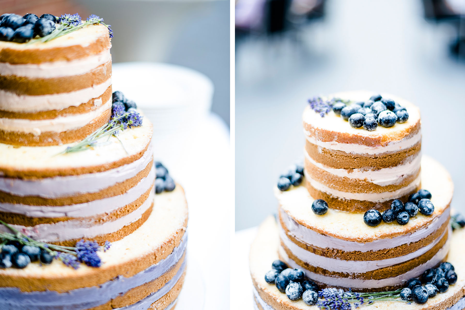 Hochzeitsfotos Münster: Fotos von wunderschöner Hochzeitstorte mit Blaubeeren.